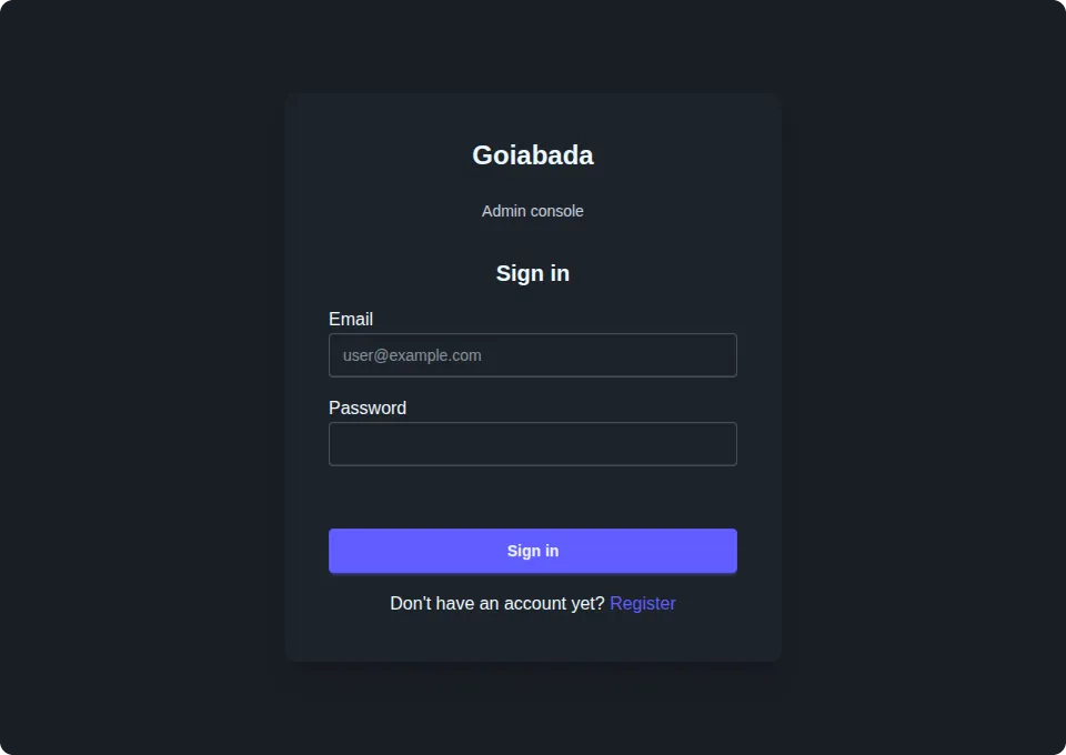 The sign-in page, where users enter their email and password