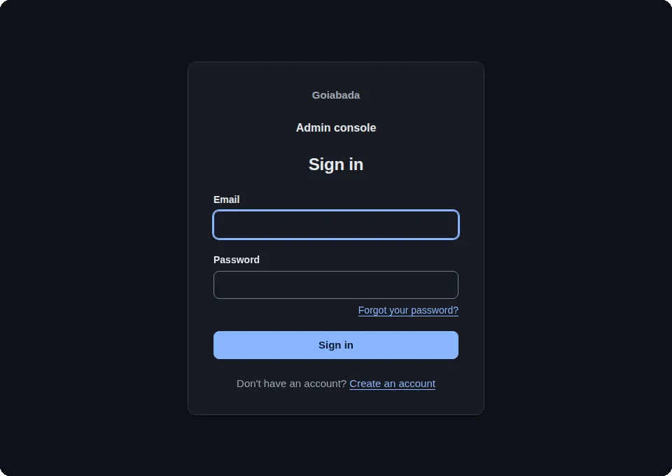 The sign-in page, where users enter their email and password